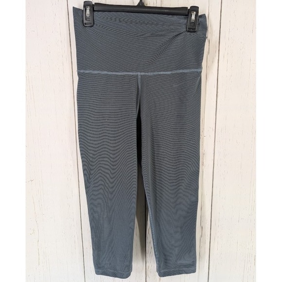 Nike Drifit Size Small Blue Black Striped Cropped Active Womens Running Leggings - Picture 1 of 8
